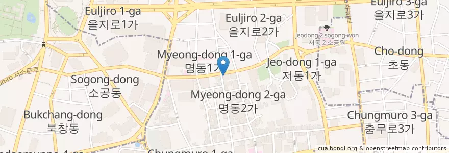 Mapa de ubicacion de 우리은행 명동금융센터 en Güney Kore, Seul, 명동.