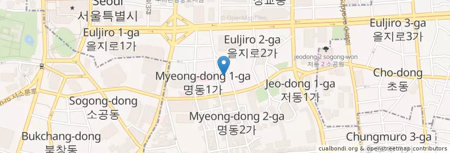 Mapa de ubicacion de 왕비집 en South Korea, Seoul, Myeong-Dong.