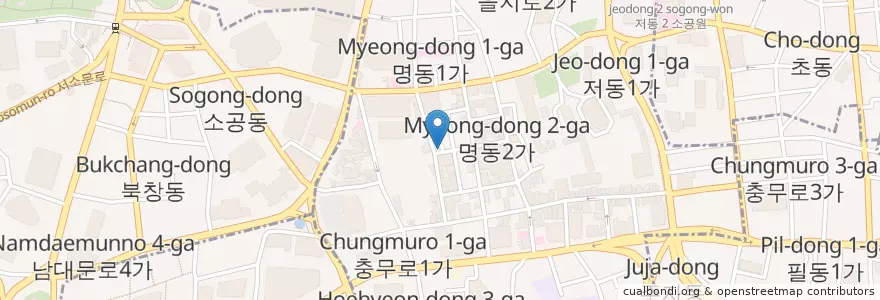 Mapa de ubicacion de 정성본 en Güney Kore, Seul, 명동.