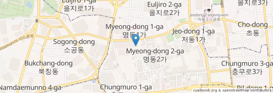 Mapa de ubicacion de 마하나임 교회 en Coreia Do Sul, Seul, 명동.