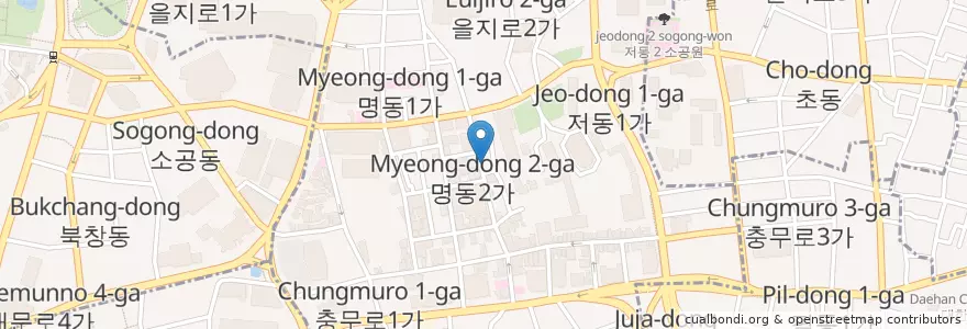 Mapa de ubicacion de 아오자이 en 韩国/南韓, 首尔, 明洞.