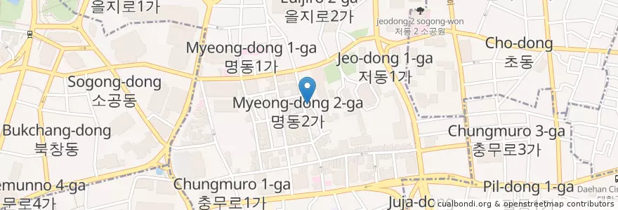 Mapa de ubicacion de 이가촌 en Coreia Do Sul, Seul, 명동.