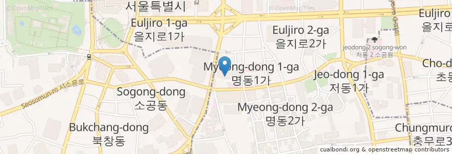 Mapa de ubicacion de 하이디라오 코리아 en 大韓民国, ソウル, 明洞.