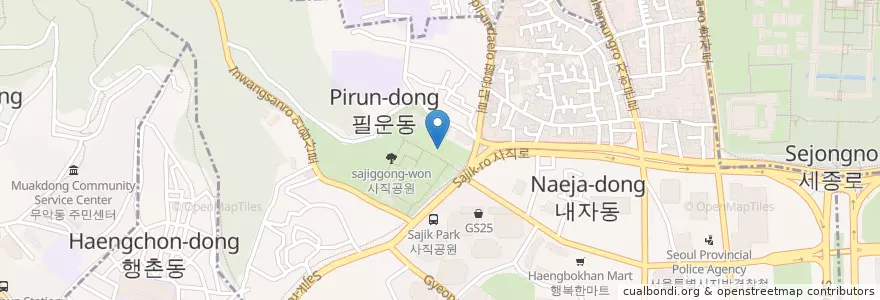 Mapa de ubicacion de 사직공원 화장실 en Güney Kore, Seul, 종로구, 사직동.