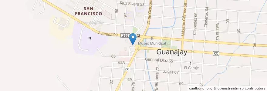 Mapa de ubicacion de Correos Guanajay en Куба, Артемиса, Guanajay, Ciudad De Guanajay.