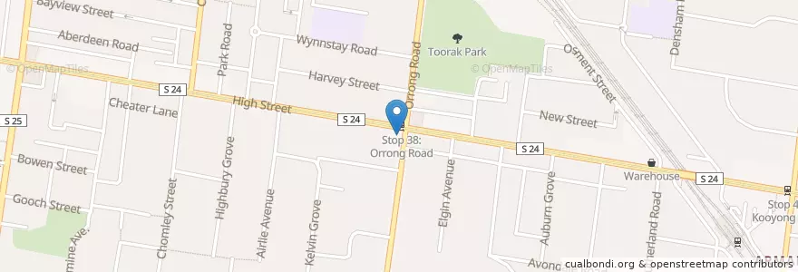 Mapa de ubicacion de Orrong Compounding Pharmacy en Austrália, Victoria, City Of Stonnington.