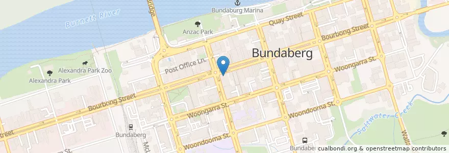 Mapa de ubicacion de The Metro Hotel en オーストラリア, クイーンズランド州, Bundaberg Region.
