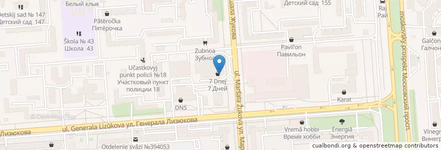 Mapa de ubicacion de Московский индустриальный банк en Rússia, Distrito Federal Central, Oblast De Voronej, Городской Округ Воронеж.