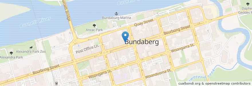 Mapa de ubicacion de Oasis on Bourbong en 오스트레일리아, Queensland, Bundaberg Region.