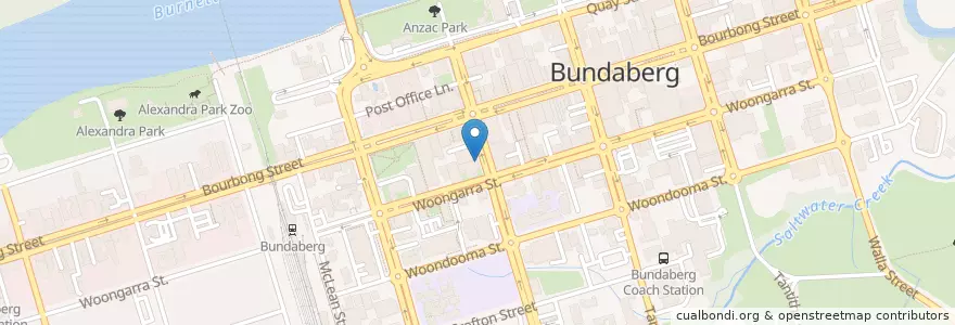 Mapa de ubicacion de Burnett Dental Centre en Australien, Queensland, Bundaberg Region.