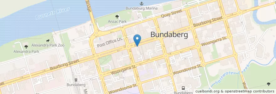 Mapa de ubicacion de Suncorp Bank en Austrália, Queensland, Bundaberg Region.