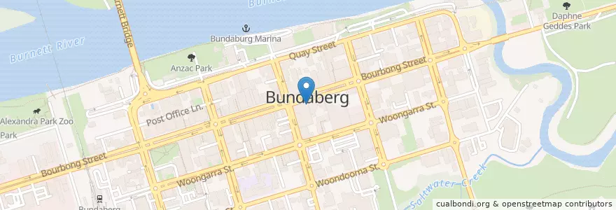 Mapa de ubicacion de Bendigo Bank en أستراليا, كوينزلاند, Bundaberg Region.