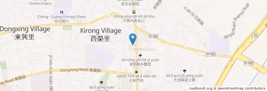 Mapa de ubicacion de 異人館(大里店) en 타이완, 타이중 시, 다리구.