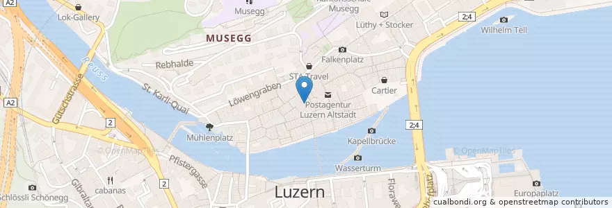 Mapa de ubicacion de Hirschenplatz Apartments en Schweiz/Suisse/Svizzera/Svizra, Luzern, Luzern.
