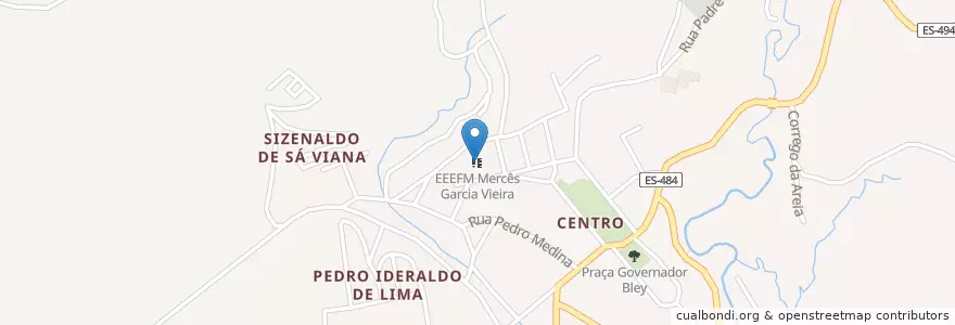 Mapa de ubicacion de EEEFM Mercês Garcia Vieira en Brasilien, Südosten, Espírito Santo, Região Geográfica Intermediária De Cachoeiro De Itapemirim, Microrregião Cachoeiro De Itapemirim, São José Do Calçado.