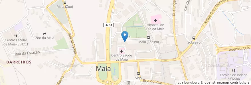 Mapa de ubicacion de New Caffe Gin Club en Portugal, North, Porto, Área Metropolitana Do Porto, Maia, Cidade Da Maia.