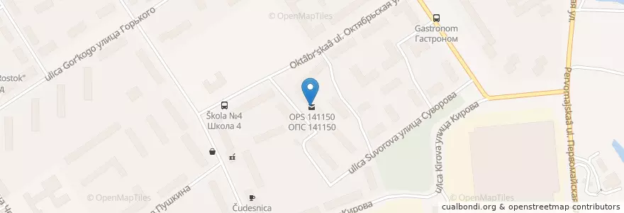 Mapa de ubicacion de ОПС 141150 en روسيا, Центральный Федеральный Округ, محافظة موسكو, Городской Округ Лосино-Петровский.