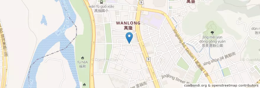 Mapa de ubicacion de 萬隆刀削麵、包子 en Tayvan, 新北市, Taipei, 文山區.
