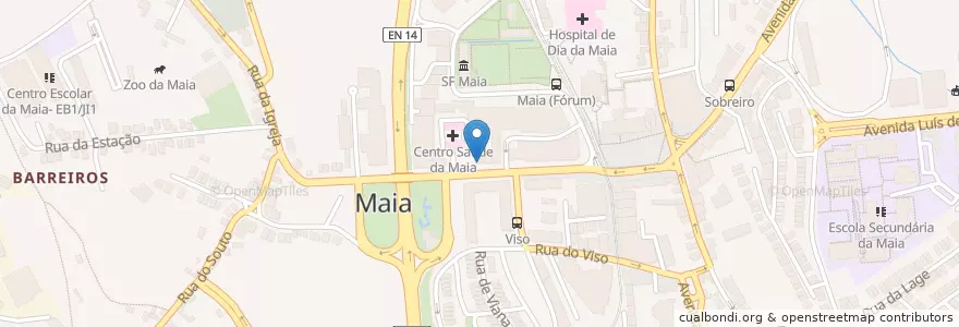 Mapa de ubicacion de Churrasqueira Portuguesa da Maia en Portugal, Norte, Porto, Área Metropolitana Do Porto, Maia, Cidade Da Maia.