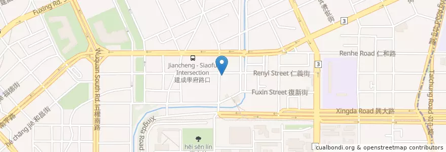 Mapa de ubicacion de 清一色牛肉麵 en 臺灣, 臺中市, 南區.