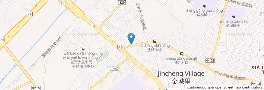 Mapa de ubicacion de 千井大肠蚵仔面线 en Taiwan, Taichung, Dali.