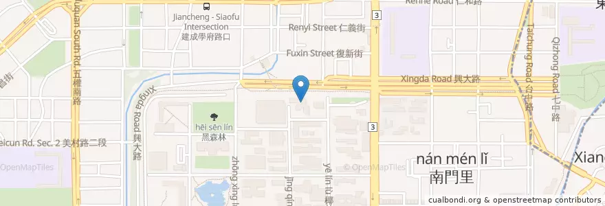 Mapa de ubicacion de 興大學餐 en 臺灣, 臺中市, 南區.