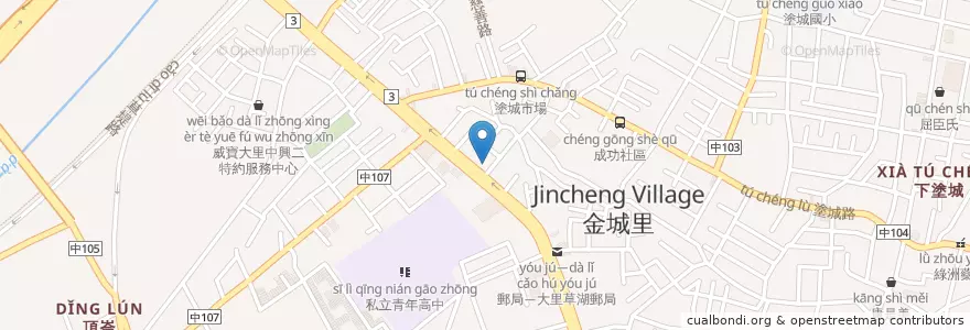 Mapa de ubicacion de 大世紀無骨鵝肉 en Taiwán, Taichung, 大里區.