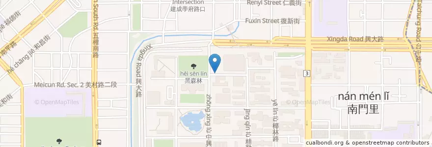 Mapa de ubicacion de NCHU en Taiwán, Taichung, 南區.