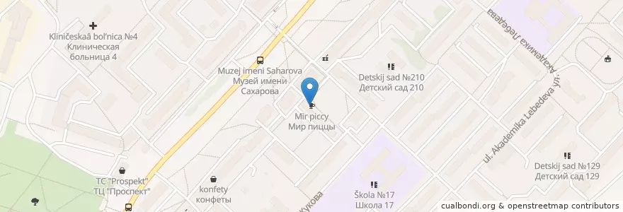 Mapa de ubicacion de Мир пиццы en Russie, District Fédéral De La Volga, Oblast De Nijni Novgorod, Городской Округ Нижний Новгород.