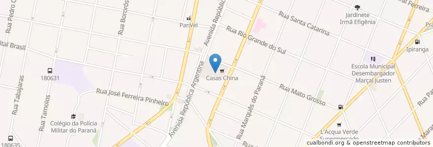 Mapa de ubicacion de Banco do Brasil en Brasile, Regione Sud, Paraná, Região Geográfica Intermediária De Curitiba, Região Metropolitana De Curitiba, Microrregião De Curitiba, Curitiba.