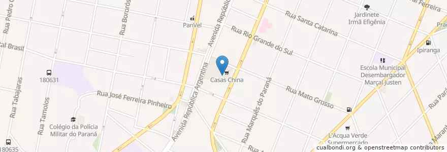 Mapa de ubicacion de Banco 24 Horas en 巴西, 南部, 巴拉那, Região Geográfica Intermediária De Curitiba, Região Metropolitana De Curitiba, Microrregião De Curitiba, 库里蒂巴.