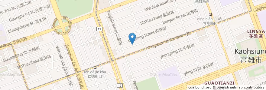 Mapa de ubicacion de KamoGamo 貓窩 en تايوان, كاوهسيونغ, 新興區, 苓雅區.