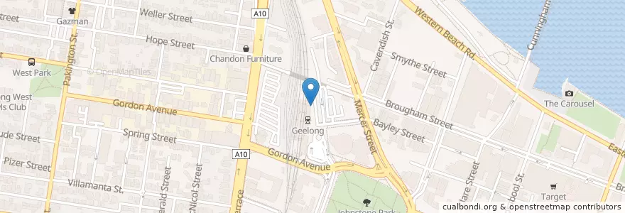 Mapa de ubicacion de Geelong Railway Station Taxi Rank en 오스트레일리아, Victoria, City Of Greater Geelong.