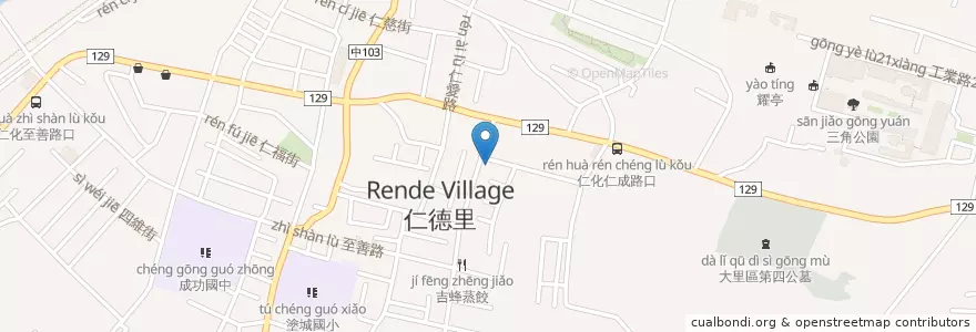 Mapa de ubicacion de 喫茶小舖 en 타이완, 타이중 시, 다리구.