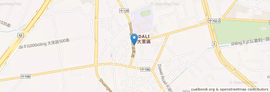 Mapa de ubicacion de 七將軍廟 en Tayvan, Taichung, 大里區.