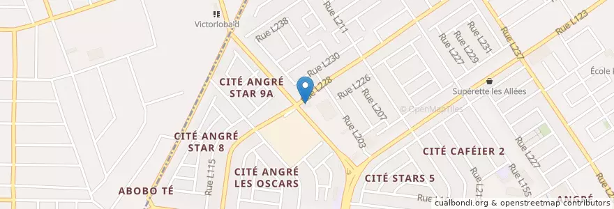Mapa de ubicacion de La Grotte Mariale en ساحل عاج, آبیجان, Cocody.
