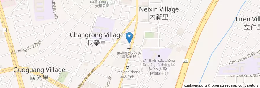 Mapa de ubicacion de 港督燒臘 en تایوان, تایچونگ, 大里區.