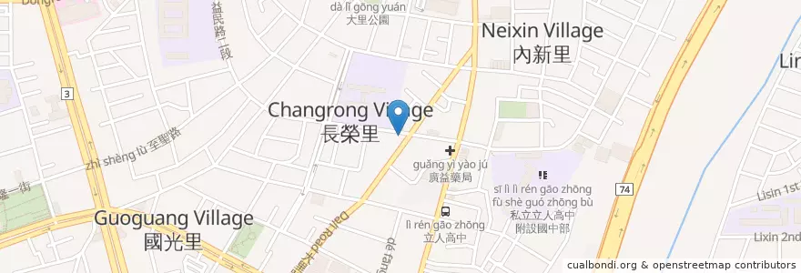 Mapa de ubicacion de 四海遊龍 en 타이완, 타이중 시, 다리구.