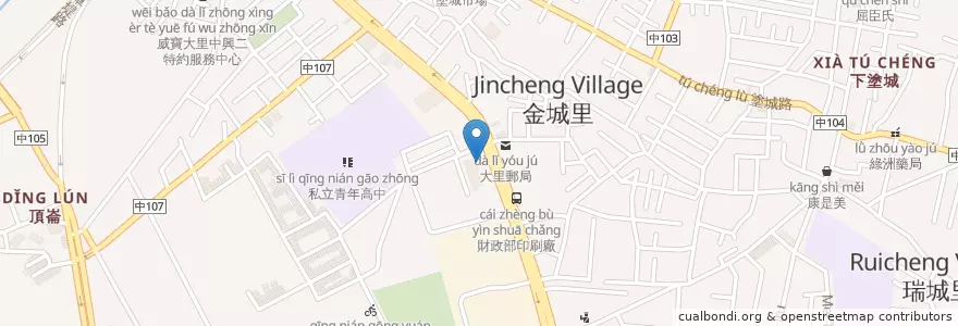 Mapa de ubicacion de 台中市立圖書館大里區圖書館 en Taiwan, Taichung, Dali District.
