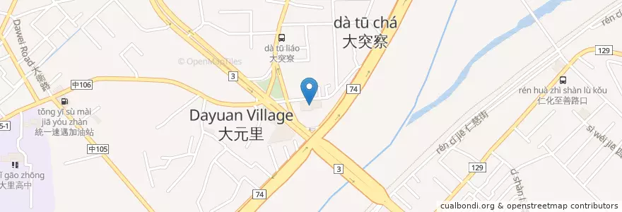 Mapa de ubicacion de 大和屋日本國際美食館 en Taiwan, Taichung, Distretto Di Dali.