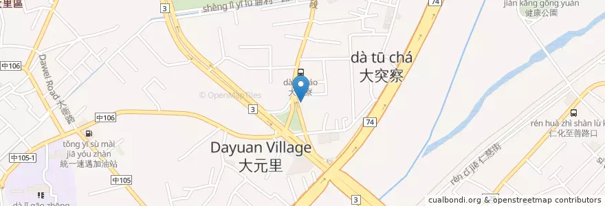Mapa de ubicacion de 達美樂 en Taiwan, Taichung, Distretto Di Dali.