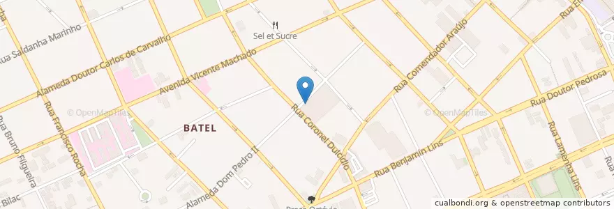 Mapa de ubicacion de Café Zurich en 브라질, 남부지방, 파라나, Região Geográfica Intermediária De Curitiba, Região Metropolitana De Curitiba, Microrregião De Curitiba, 쿠리치바.