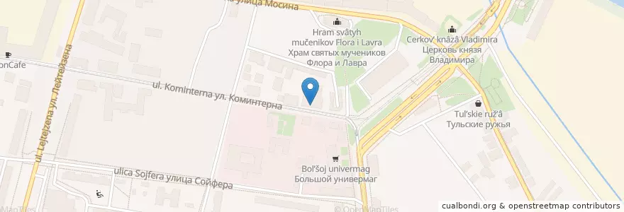 Mapa de ubicacion de Тульский областной театр юного зрителя en Russland, Föderationskreis Zentralrussland, Oblast Tula, Stadtkreis Tula.