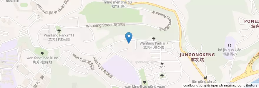 Mapa de ubicacion de 文山萬美街郵局 en 台湾, 新北市, 台北市, 文山区.