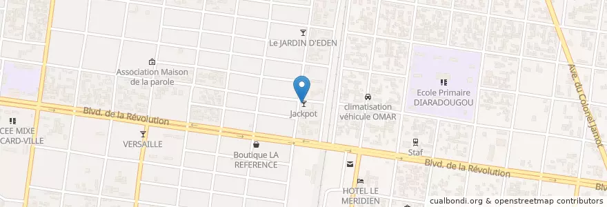 Mapa de ubicacion de Jackpot en Burkina Faso, Hauts-Bassins, Houet.