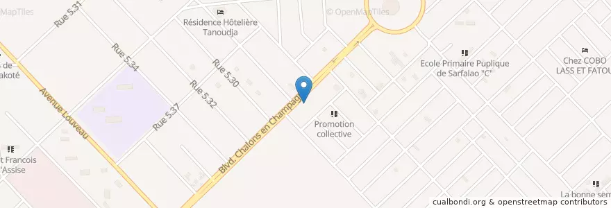 Mapa de ubicacion de Pharmacie Sarfalao en Burquina Faso, Hauts-Bassins, Houet.