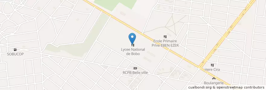 Mapa de ubicacion de Lycee National de Bobo en Burkina Faso, Hauts-Bassins, Houet.