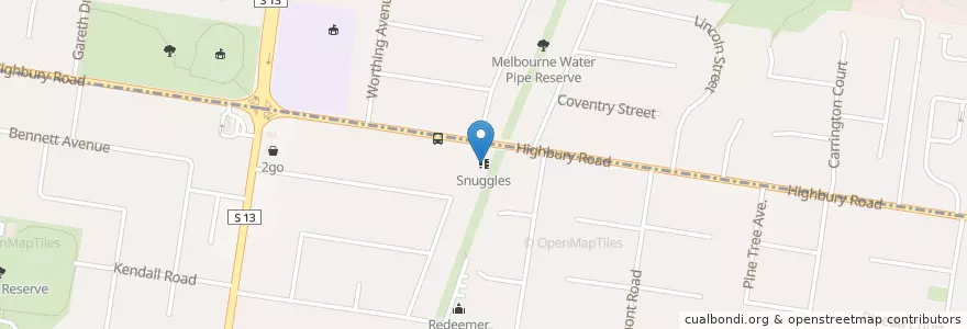 Mapa de ubicacion de Snuggles en Австралия, Виктория, City Of Monash.