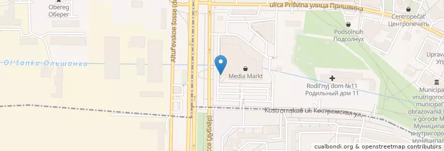 Mapa de ubicacion de Додо Пицца en 러시아, Центральный Федеральный Округ, Москва, Северо-Восточный Административный Округ, Район Бибирево.