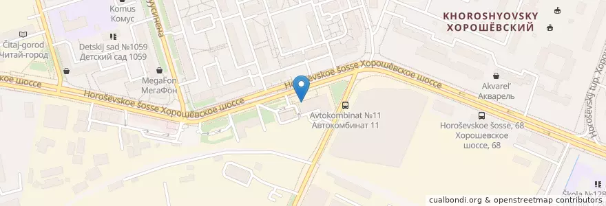 Mapa de ubicacion de Альфа-Банк en 俄罗斯/俄羅斯, Центральный Федеральный Округ, Москва, Северный Административный Округ, Хорошёвский Район.
